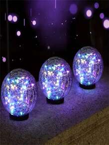 1 Peça Luz Solar Externa para Pátio, Luz de Bola de Vidro com 30 LED, Luz Decorativa de Paisagem para Jardim, Luz de Bola de Cristal Decorativa Enterrada Externa, Luz Decorativa de Bola de Gelo para Caminho/Pátio/Gramado/Pátio, Luz Decorativa Solar em Forma de Bola (incluindo estaca de chão)