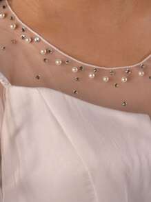 1 pieza Chal nupcial, decoración de perlas falsas, minimalista y lindo, adecuado como accesorio para vestido de novia, ropa de otoño para mujer