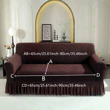 1pc Solid Color Jacquard Elastic Ruffled Sofa Cover, Soft Fabric For 1/2/3/4 Seater Sofa In Living Room, Bedroom, Home Office