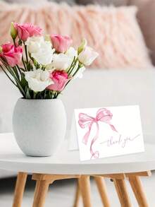 10pcs Baby Shower Thank You Cards With Envelopes & Stickers - Bow Design For Gender Reveal Party, Birthday - Thoughtful Party Supplies - Multicolor - View 6