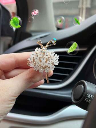 1 pièce Décoration de sortie d'air de voiture incrustée de diamants, clip de sortie d'air de fille de ballet, décoration de sortie de climatisation