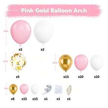 105pcs Pink & White Balloon Arch Kit, Pink & Gold Balloon Garland Arch Decor, Pink White Gold Confetti Balloons For Boy Girl Baby Shower Gender Reveal Wedding Birthday Party Room Bridal Shower Decorations - Baby Pink - View 2