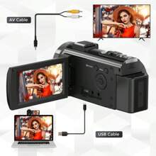 Zostuic Caméra vidéo Caméscope Caméra numérique Enregistreur Full HD 1080P 24MP Écran LCD de 3,0 pouces avec rotation à 270 degrés Zoom numérique 16X Caméra caméscope avec carte TF 64 Go