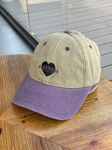 1 Stück Retro Kontrast Farbe Baseballkappe mit Herz und Buchstaben Stickerei, amerikanischer Lässig Stil, geeignet für Frühling/Sommer Outdoor Reisen Sonnenschutz, modischer vielseitiger Sportshut