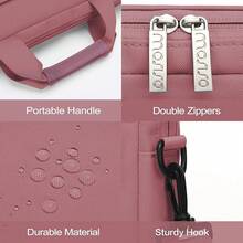 MOSISO Bolsa Mensajero de Hombro Compatible con 15 M4 M3 M2 2025-2023/Pro16 2025-2019,15-15.6 pulgadas Portátil con 2 Elevados&1 Solapa&1 Bolsillo Horizontal&Asa&Cinturón, Negro EHRO - rosa - Ver 5