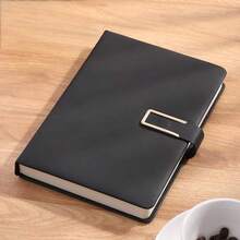 Extra Thick A5 Vintage Notebook With Magnetic Closure – Leatherette Cover, Dated English Pages & Bookmark – Professional Business Journal For Meetings, Office Notes, And College Use - màu đen - Xem 2