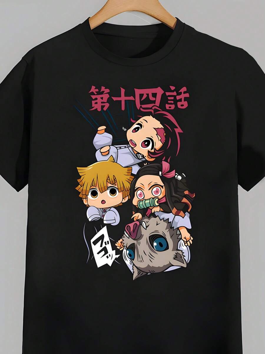 Cute Demon Slay Shirt Anime Demon Shirt Slayer Anime Shirt Anime Graphic Sweatshirt Anime Tee Gift Unisex Shirt Anime Hoodie Demon Hoodie - 黑色 - 查看 1