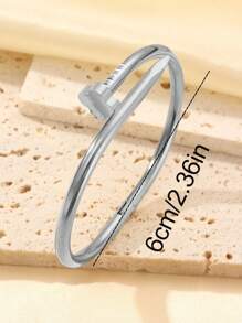 1/3pcs Fashionable 18K Gold Plated Stainless Steel Flower Nail Bangle Bracelet, Inlaid Cubic Zirconia, Waterproof, European & American Style Wrist Jewelry For Women, Casual, Wedding, Party, Valentine's Day Gift