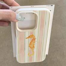 1 chiếc ốp lưng điện thoại bằng chất liệu TPU, họa tiết sọc cá ngựa dễ thương, tương thích với điện thoại Apple/Phones. - trắng - Xem 4