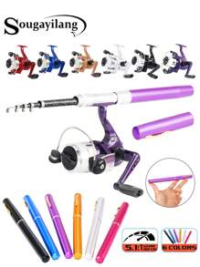 SOUGAYILANG Multi-Color Mini Pen - Style Fishing Rod Kit With 5.1:1 Gear Ratio And Ceramic Ring Guides Portable High - Hardness Telescopic Pen Fishing Rod Combo With Stainless Steel Guides And Anti - Twist Roller With Anti - Corrosion Gears For Saltwater & Freshwater