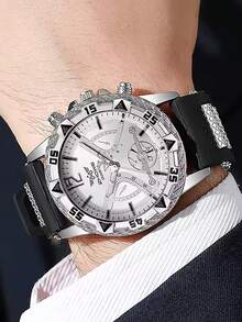 1 chiếc-Đồng hồ nam thời trang dây đeo silicon mặt lớn Đồng hồ thạch anh nam Đồng hồ thể thao, Đồng hồ dành cho nam - Nhiều màu - Xem 3