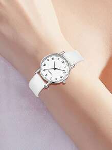 JasonRolls Conjunto de 5 piezas para mujer que incluye reloj de cuarzo con escala de números árabes, brazalete, collar y aretes. Un conjunto fashionable y sencillo, adecuado para uso diario, decoración o como regalo para ocasiones festivas.
