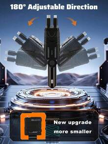 Automotive Charger With Industrial Design, Ultra-Rapid 120W Vehicle Power Adapter Featuring Auto-Retracting 4-In-1 Multi-Device Cord (Lightning/USB-C Compatible). Universal Compatibility For Phone 15/14/13/12/11, Galaxy & Pixel Models. Dual-System Support For Phone/Android Devices With Integrated Magnetic Mounting System.Car Essential,Room Decor,Compatible With Iphone,Compatible With Apple Watch,Halloween Gift,Fast Charger - Black - View 7