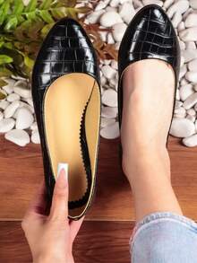 Zapatos planos para mujer ,mocasines para mujer en estilo ballerina, zapatos penny suave, zapatos planos sin cordones. - negr - Ver 1