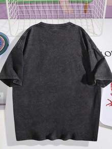 EWH Men's T-Shirt, Retro, Anime Theme, Pattern, Loose Fit, Short Sleeved, TopDG004 | Exquisite Design |   Loose And Comfortable |   Easy To Match | - 黑色 - 查看 2