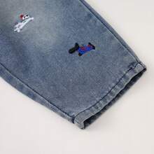 Boys' Loose Casual Animal Embroidered Denim Jeans, Suitable For All Seasons - Light Wash - View 8