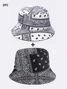 Retro Paisley Flower Print Bucket Hat, European And American Style Casual Sun Protection Bucket Hat, Warm Street Fashion Cap For Men, Autumn/WinterMen's Sun Hat Summer Hat, Suitable For Summer Outdoor Activities Such As Hiking And Fishing