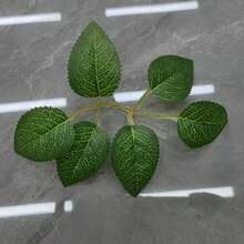 10/15/20/25/30/50/80/100 片人造玫瑰花装饰叶带茎，手工制作的假绿玫瑰叶用于插花，DIY 人造植物绿叶，婚礼花束中心装饰，节日派对玫瑰藤蔓花环装饰 - 綠色 - 查看 16