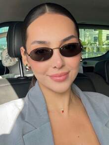 1pc Women's Vintage Retro Rimless Square Fashion Glasses With Rivet Accent, High-End Personalized Oval Eyeglasses For Daily Use Preppy Style For Back To School Oval Shape - Multicolor - View 3
