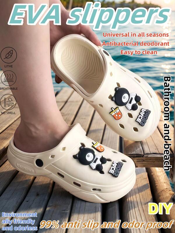 4 saisons Nouvelles sandales unisexes DIY beiges sans yeux, creuses, avec semelle souple en EVA antidérapante et respirante, conçues pour l'intérieur/extérieur, convenant à la plage, aux vacances, confortables, durables et antibactériennes
