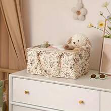 花卉图案尿布收纳篮，时尚婴儿房储物篮，婴儿派对礼物，必备清单，开学必备包，学习用品 - 彩色 - 查看 5