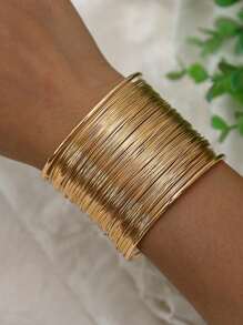 1pc New Fashion Street Style Punk Party Open Bangle, Hollow Wire Multilayer Women Wrist Bracelet