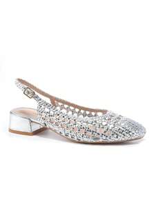 Ballerines à bride arrière tissées Revreal à bout carré Élégantes - Argent - Voir 2