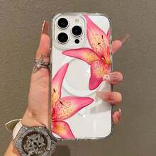 Funda para teléfono 1PC Magnético Suave 16/11/12/13/14/15/16E/ S22 S23 S24 S25,CON FLORES - transparente - Ver 6