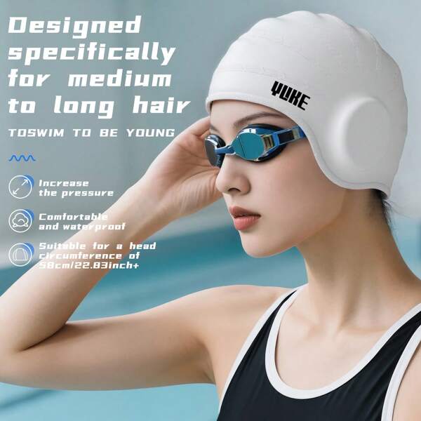 غطاء أذن للسباحة جديد، مصنوع من مادة السيليكون عالية المرونة، يلف حول الأذنين لمنع دخول الماء، متوفر بألوان متعددة للرجال والنساء، يأتي مع سدادات الأذن ومشابك الأنف