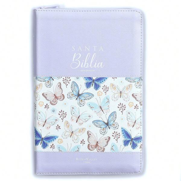 Biblia Para Mujer Con Cierre Letra Grande 12 Puntos RV1960 Imit Floral Lila Con Indice Y Canto Floral