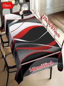 1/20 Stück Schwarz-Weiß Tischdecken, rechteckige Speise- und Kaffeetisch Tischdecken, 3D Optische Effekte, 2D bedruckte Tischdecken, Hochzeitstisch Dekorationen, Heim Dekorationen, geeignet für Picknicks, Camping, Hochzeiten, Geburtstagsfeiern