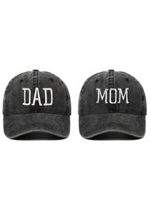 DAZY 2 gorras de béisbol bordadas con "Mamá" y "Papá", diseño unisex transpirable y de moda, adecuado para viajes y actividades al aire libre - A - Ver 12