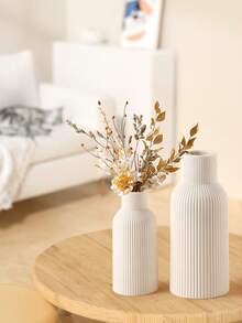 白色陶瓷花瓶，简约现代家居装饰，小型蒲苇花瓶，适用于餐桌、书架、壁炉架、玄关和中心装饰 - 彩色 - 查看 3