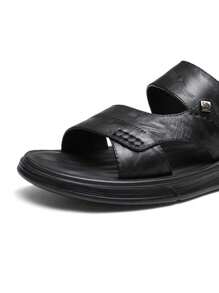 CAMEL CROWN Sandale de exterior pentru bărbați, sandale de primăvară și de vară, piele moale din piele de vacă, respirabile, ușoare, sandale de afaceri în două direcții