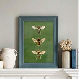 1pc Vintage Bee Canvas Wall Art, Olive Green And Golden,Frameless Decorative Print For Living Room, Bedroom Decor, Bar, Bedroom Wall Art,Vintage Bee Design,Detailed Illustration, Bee Decor,Insect Room Decoration Stuff,Canvas Wall Art,Posters For Room,Home Decor,Room Decor Aesthetic,Canvas Wall Art.