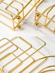 1pc Gold Iron Paper Towel Holder, Multifunctional Paper Napkin Clip For Dining Room, Restaurant, Cafe, Bar, Unique Gold Frame/Half Circle Design, Suitable For Dining Table, Coffee Table, Kitchen Counter, Tabletop Decor