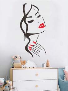 1pc Simple Black Figure Graphic Wall Sticker, PVC Waterproof Removable Sticker For Home Decor, Stickers, Wall Decal, Vinyl Decal For Home Decorations, Spring Decoration Items Refresh Your Home, Rama Decoration Stickers Gifts Birthday Graduation Wall Stickers Room Decor Wall Decor Personalised Stickers