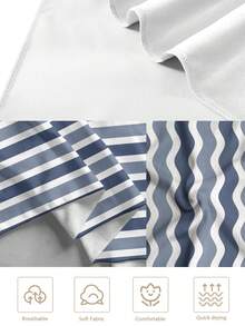 超大柔软吸水条纹沙滩巾 - 现代针织面料，是旅行、度假、泳池和露营的理想之选 - 棕色和绿色可选，必备旅行现代针织吸水毛巾 - 藍色 - 查看 9