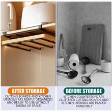 Kitchen Hook Rack - Cutting Board Rack, Hanging Cleaning Rack, Kitchen Rack, Metal Rack, Stainless Steel Hanging Cutting Board Rack, Kitchen Storage Rack, 1 Slot, No Drill Hole Thickened Cutting Board Storage Rack, Metal Cutting Board Rack, Easily Organize Kitchen & Bathroom Items. Steel Carbon Material Spray Coating Treatment, More Solid And Stable, Not Easy To Rust