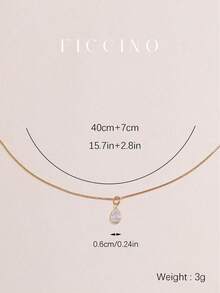 FICCINO Mini Water Drop Pendant Necklace, Gold Plated With Cubic Zirconia, Titanium Steel Gold Chain, Minimalist Everyday Wear Necklace, Gift With Box For Holidays And Anniversaries - 1484n - View 3