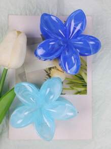 2pcs/Set Pink White Purple Ombre Hibiscus Flower Large Plastic Hair Clips, Elegant And Versatile, Suitable For Everyday, Party, Work, Travel For Women,Pink Accessories