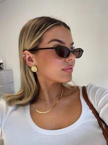 1pc Fashion Small Frame Oval Fashion Glasses Personalized Versatile Vintage Women's Glasses Summer Travel Holiday Beach Accessories