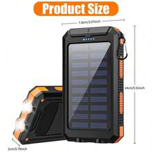 36800mAh 太阳能充电器移动电源便携式充电器带 LED 手电筒和指南针露营外置备用电池组适用于所有手机和电子设备适合夏季假期户外旅行/露营和应急备用移动电源太阳能移动电源 - 橘色 - 查看 5