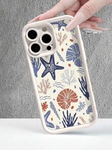 Ocean Octopus Printed Beige Textured Thick Anti-Fall Protective Phone Case, Compatible With IPhone 16/15/14/XR/XS/X/7/8, IPhone 15 Pro Max/13 Pro Max/14 Pro Max, IPhone 13/14/11/12 Pro Max, IPhone 14/7/8/15 Pro Max 13, IPhone 14, IPhone 11, IPhone 12 Pro, XS TPU Soft Anti-Fall Phone Case