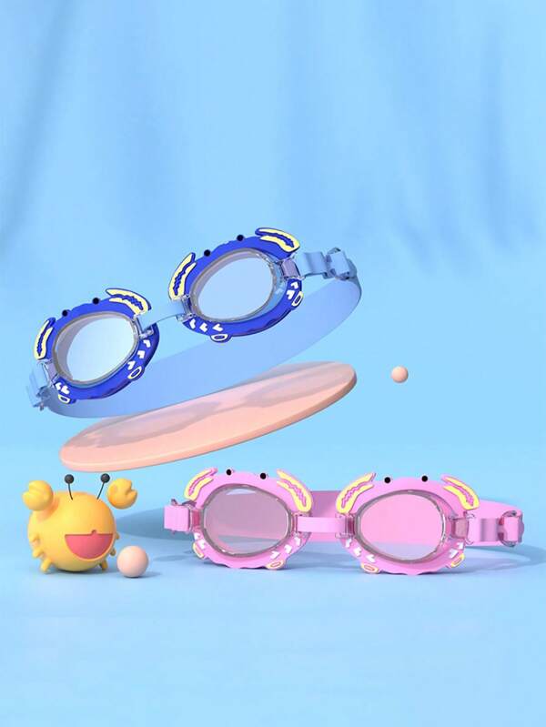 1 pieza Gafas de natación a prueba de agua y antivaho con diseño de cangrejo lindo para niños, equipo de natación de seguridad
