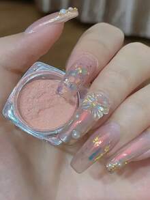 沙云日落橙色极光闪光粉 - 带有金色和蓝色色调的多色闪光，细颗粒和粗颗粒适用于美甲、音乐节化妆、DIY 美甲 - 女士指甲装饰、指甲闪光、节日美容交流