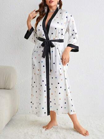 1 pezzo Abito lungo casual e ampio da donna in stampa floreale in finta seta, elegante