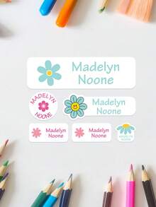 Pegatinas de nombre personalizadas para guardería, etiquetas de nombre adhesivas impermeables para ropa y botellas de niños, etiquetas de nombre personalizadas duraderas en rosa, etiquetas multifuncionales para organización escolar - Multicolor - Ver 12