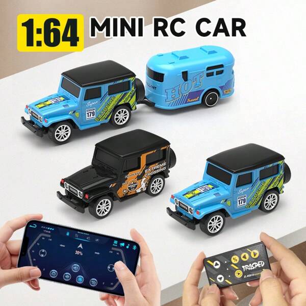JCMO 1:64 Speed ​​Mini Off-Road Remote Control Car Alloy Cool Lighting Shock Absorption Children's Desktop Competition Toy APP Multi-Mode Control 2.4Ghz Toy Car For Kids Gift
