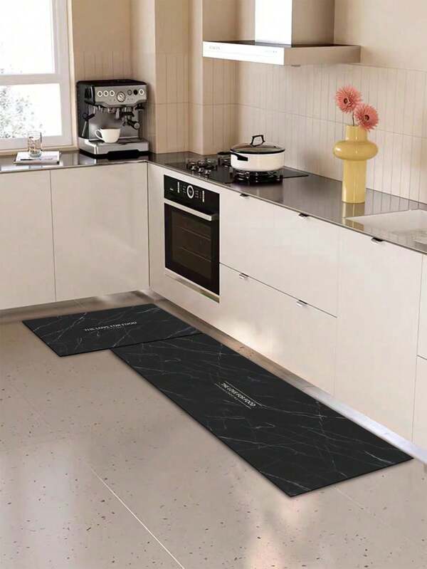 1 pièce/set Tapis antifatigue rembourré de style minimaliste de luxe avec design de ligne dorée sur fond gris, 3 mm d'épaisseur, super doux, absorbant et léger en polyester rectangulaire avec dos en caoutchouc, durable et confortable, convient pour la cuisine, la salle de bain, l'entrée, la buanderie
